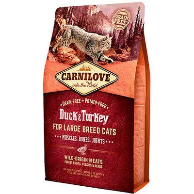 CARNILOVE Duck & Turkey Large Breed Cats 2 kg barība kaķiem
