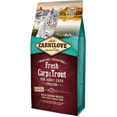 CARNILOVE Fresh Carp & Trout Sterilised for Adult 2 kg barība kaķiem