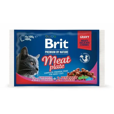  Brit Premium Cat Pouch Meat Plate 400 g (4x100 g)