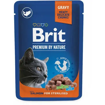  Brit Premium Cat Pouch Salmon for Sterilised 100 g konservi kaķiem