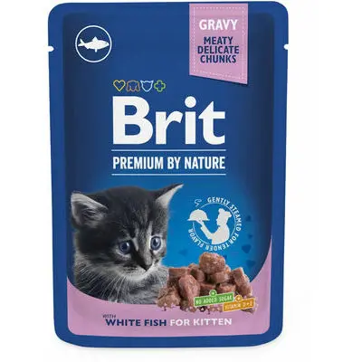  Brit Premium Cat Pouch White Fish Kitten 100 g konservi kaķiem