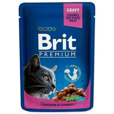 Brit Premium Chicken & Turkey 100 g konservi kaķiem