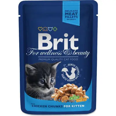 Brit Premium Chicken Chunks Kitten 100 g konservi kaķiem