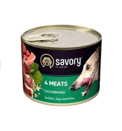 Savory konservi suņiem Gourmand ar 4 veidu gaļu 200 g