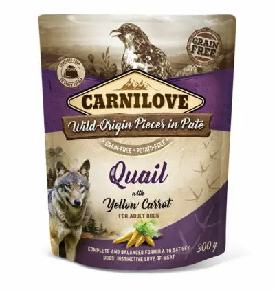 Carnilove Pate Quail with Yellow Carrot 300 g mitrā barība suņiem