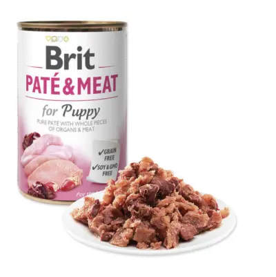 BRIT CARE wet Chicken & Turkey Pate & Meat for Puppy 400 g konservi suņiem