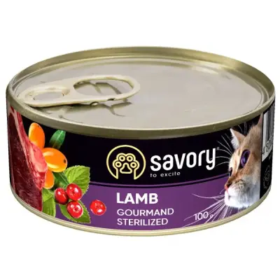 Savory konservi sterilizētiem kaķiem ar Jēru 100 g