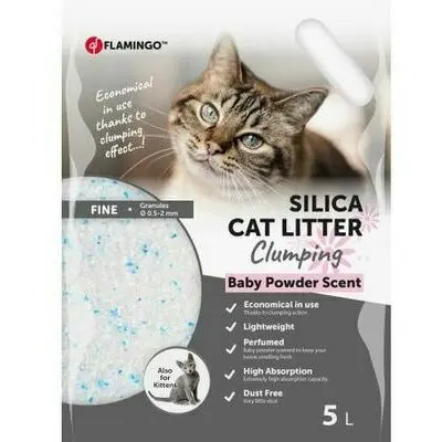Flamingo CAT LITTER SILICA FINE CLUMPING BABY POWDER 5L