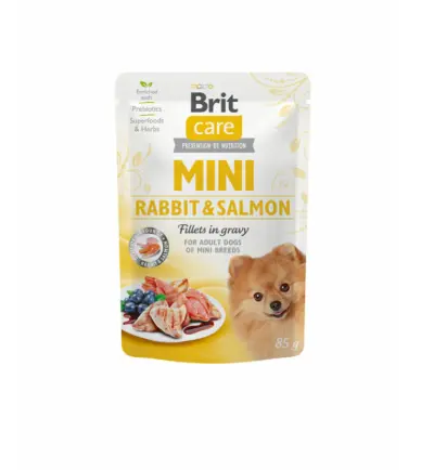 Brit Care Mini wet Rabbit & Salmon fillets in gravy 85 g mitrā barība suņiem